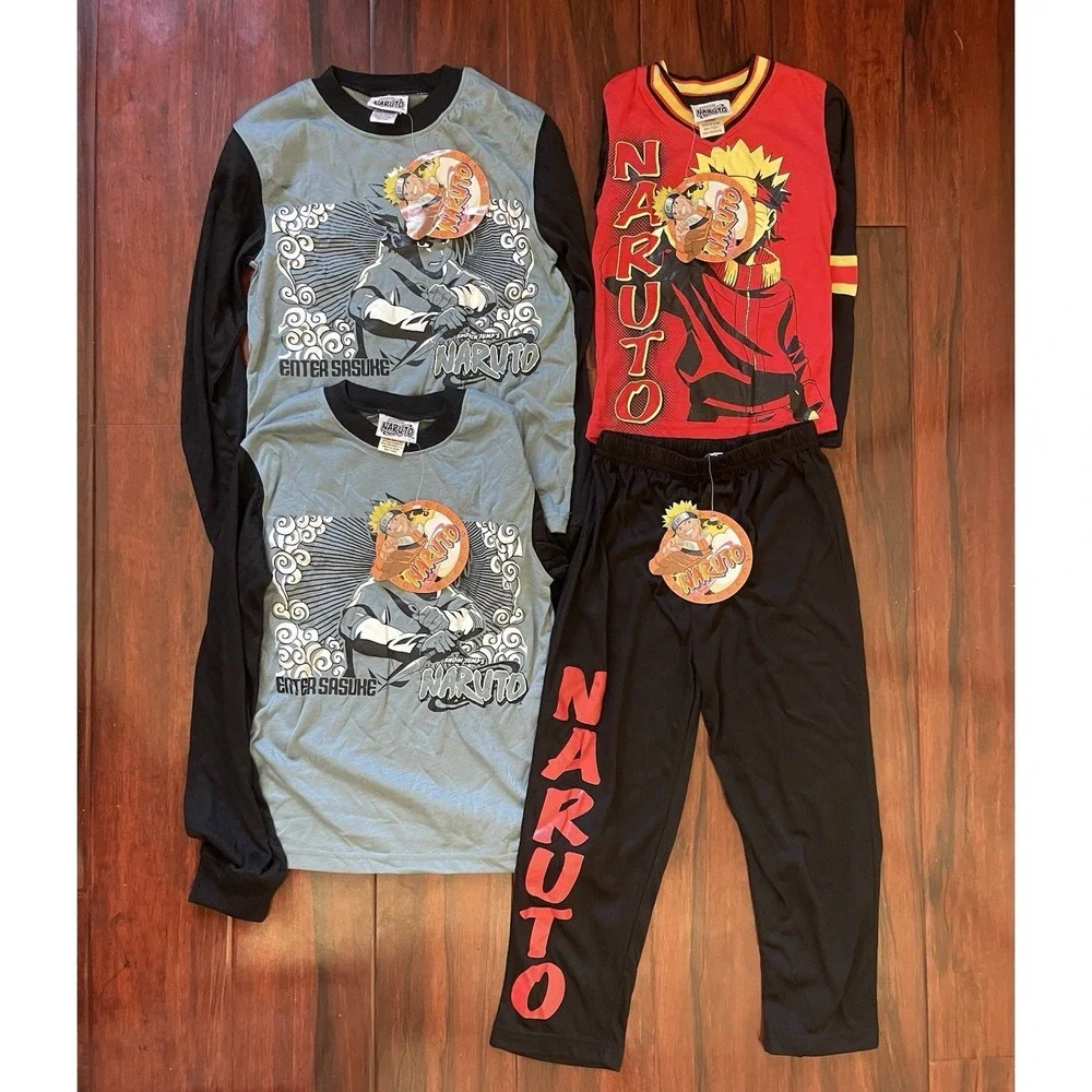 Naruto Kid's Clothing Pajamas Deadstock Vintage Y2K 2002 Lot Of 4 3 Tops 1 Pants